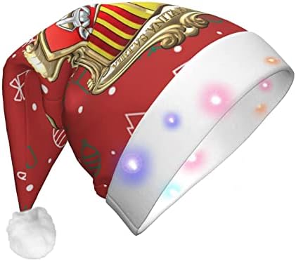 Andorra Bat of Arms Heraldry Funny Adults Plexh Papai Noel Light Up Christmas Hat para Women & Men Holida de