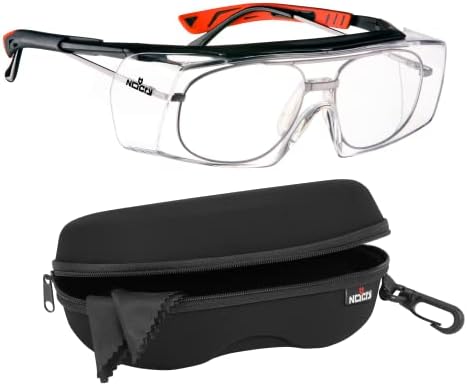 Óculos de segurança nocry que se encaixam nos óculos de prescrição; Proteção UV400; ANSI Z87 e caixa