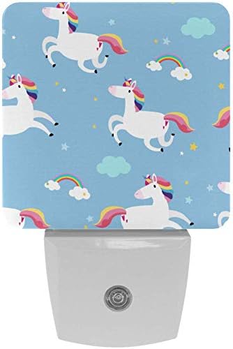 2 pacote fofo unicorn bebê noite luz ideal para plug-in infantil, anoitecer o sensor de amanhecer ideal para