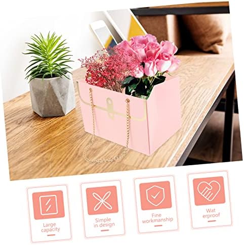 Sewacc 8 pcs bolsa de embalagem bolsa de papel para presentes presentes de flor versa suprimentos de festas de festa saco para festas de papel contêiner saco de buquê de metal rosa