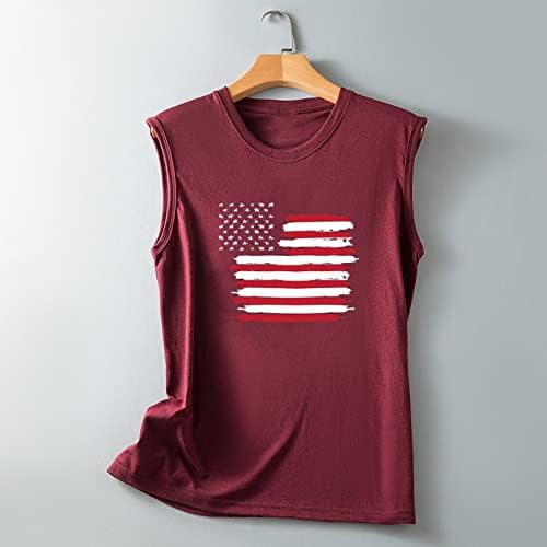 Tops femininos American Flag Tank Tops for Women Patriótico Camisa 4 de julho dos EUA Estrelas de listras camiseta sem mangas com mangas