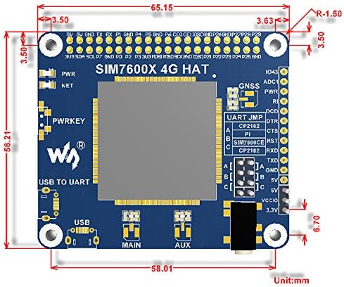 Coolwell WaveShare 4G/3G/2G/GSM/GPRS/GNSS HAT para Raspberry Pi/Jetson Nano SIM7600G-H Suporte LTE CAT4 Para