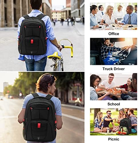 Backpack do almoço LoveVook para homens, mochila mais fria isolada, mochila de lancheira para homens de laptop de 17 polegadas com porto USB, bookbag para o trabalho de acampamento de acampamento