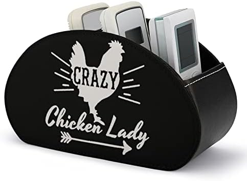 Crazy Chicken Lady Remote Control Holder de couro Organizador para suprimentos de escritório Controlador