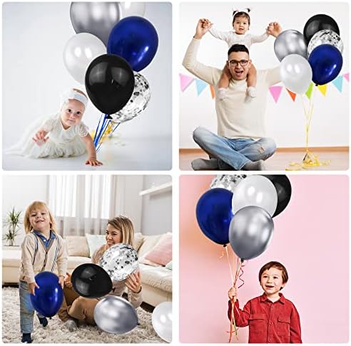 Balões metálicos cromados de 100pcs e balões de confete de 12 polegadas Balões de festa de látex marinho azul