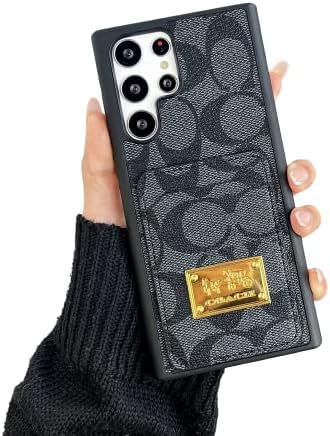 Caixa de telefone da carteira de luxo para Samsung Galaxy S23 Caso Ultra, Caixa clássica de capa protetora de