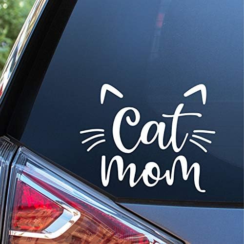 GRAPHICS SUNSET & DECALS CAT MOM MOM DE VINIL ATUALIZADOR DE VINIL | Carros de caminhões Vans Laptop Walls | Branco | 5,5 polegadas | SGD000212