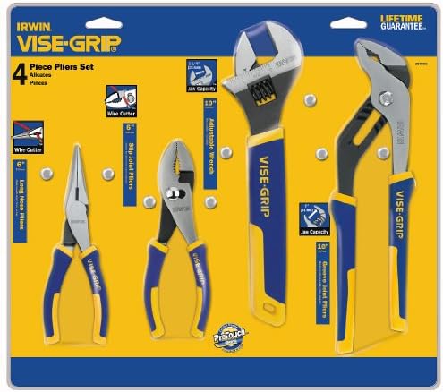 Irwin Vise Grip Pliers & Wrench Set, 4 peças, azul
