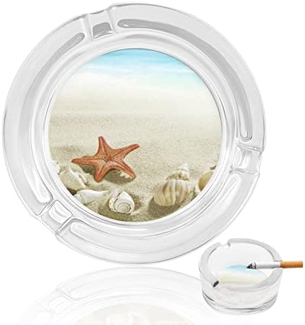 Sea Shell Starfish Beach Glass Ashtray para Cigarette Chart Classic Round Clear Crystal Ashtrays