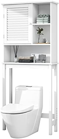 Merax, banheiro branco armário sem tolera com prateleira ajustável, rack de armazenamento, porta do obturador,