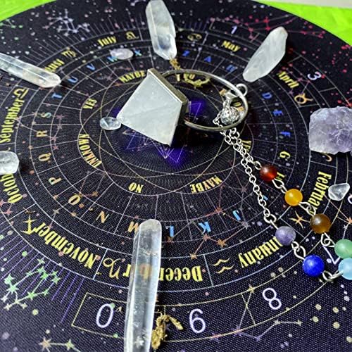 Tookie Divination tapete, quadro de pêndulo de forma redonda leve, 8,66 polegadas de céu estrelado letra