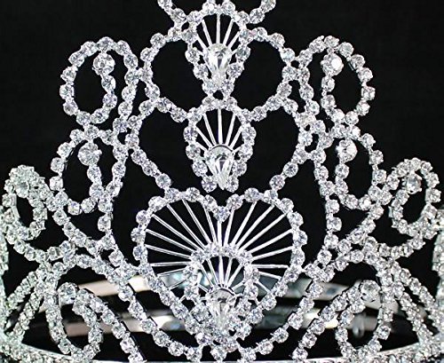 Corações completas coroa clara austríaca de cristal de cristal austríaco tiara fone de cabeça da cabeça da rainha