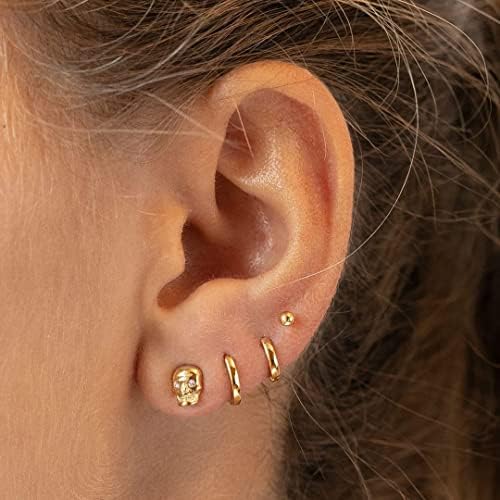 Brincos pequenos de argolas para mulheres, briols de huggie de argola de ouro 14k para homens brincos hipoalergênicos de joias de orelha de cartilagem para mulheres