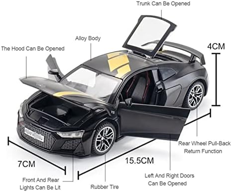 Modelo de carro em escala para R8 V10 Plus Alloy Car Modelo de Diecast Veículos Sport Car Voltar