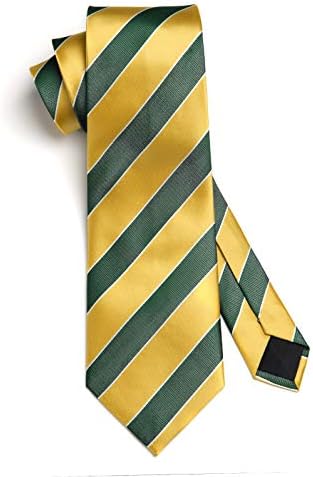 Hishern Stripe Tie for Men Business Formal Tie and Pocket Square Set