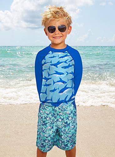 Unifaco upf 50+ meninos de manga longa de manga longa camisa de natação camisa premium sun por 1-8 anos