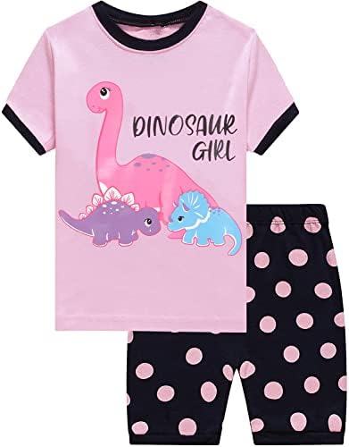 Little Girls Summer Pijamas Cercas de Criança Conjunto de Sonons de Sonons para Kids Cat Dinosaur PJS 2 Roupas de