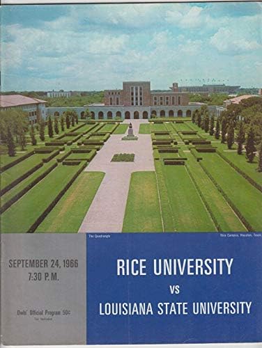 1966 LSU Tigers v Rice Owls Futebol Program 9/24 Rice Stadium Ex+ 53279B31 - Programas da faculdade
