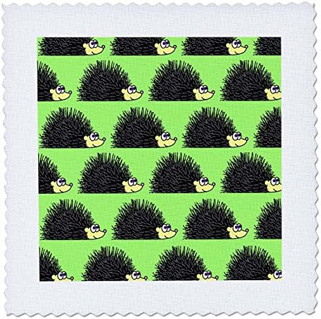 3drose qs_13855_1 fofo hedgehog imprimir quadrado verde, 10 por 10 polegadas