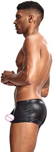 Men Boxer Underwear Pu Leather Bulge Pouch High Stretch breve calcinha de calcinha aprimorada bolsa apoiador