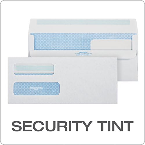 Parque de qualidade #10 Envelopes de segurança de auto-ereto de janela dupla, para declarações de negócios, faturas, 4-1/8 x 9-1/2, branco, 24 lb, 500 por caixa