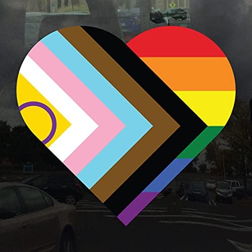 Trocadilho aplicável Coração intersexo Inclusive Progress Pride Flag LGBTQia POC Transgênero Bandeira - adesivo