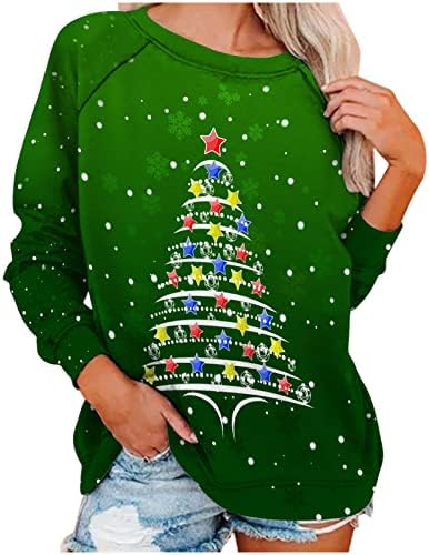 Sorto para mulheres Sorto Casual Manga longa Camisas gráficas de árvore de Natal Casual Casual Selta de