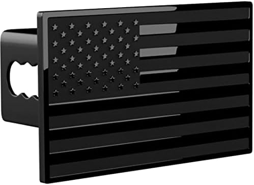 Everhitch EUA EUA American Black Bandle Aço inoxidável emblema na capa de engate de reboque de metal.