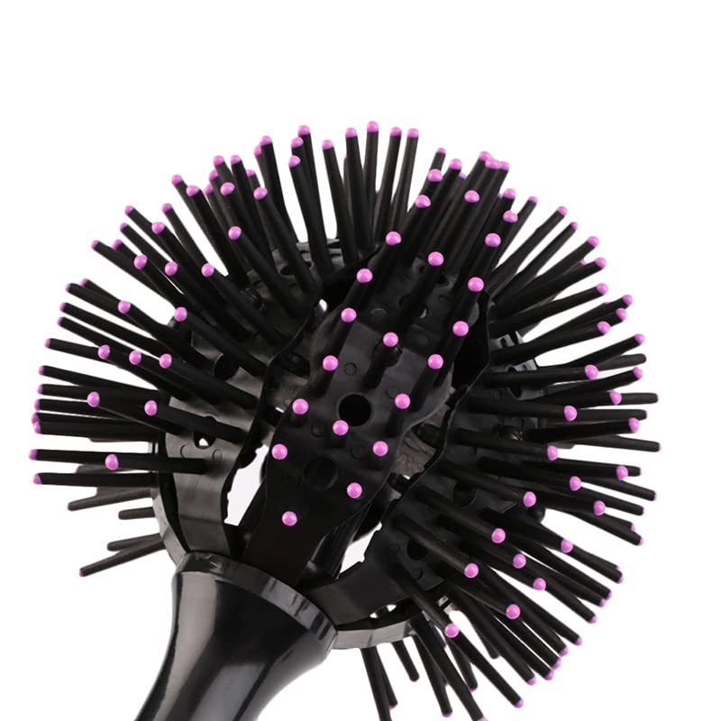Bomba de bomba 3D Curl escova de cabelo, escovas de cabelo de esfera redonda de 360 ​​graus para meninas escova