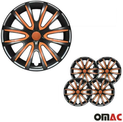 Capas cubos OMAC de 16 polegadas para Chevy Cruze Black e Orange 4 PCs. Tampa das jantes da roda - tampas