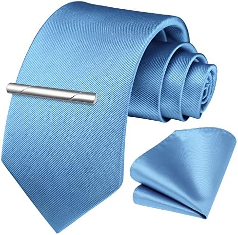 Hishern laços para homens coloras de cor sólida gravata e bolsa de bolso de bolsa conjuntos de clipes comerciais