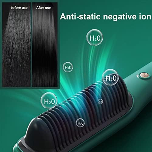 Viagem portátil Ion Negative Hair Alisador pente com 2 clipes de cabelo, com 5 temp, 10s Aquecimento rápido 2 em 1 Anti -escaldamento Ensinando o pente e o curler, para salão doméstico