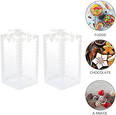 PretyZoom 2pcs Clear Plastic Gift Candy Caixas de embalagem caixas de doces quadrados Caixas de armazenamento