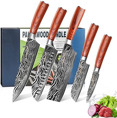 Um pacote de facas de chef de vinnar 8 polegadas e 3 conjuntos de faca de cozinha