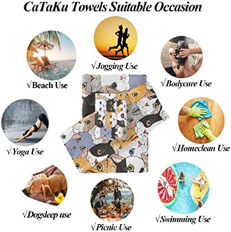 Toalhas Cataku Conjunto de 3 peças, toalhas de gato de animal conjuntos de banheiro, 1 toalha de banho, 1 pano