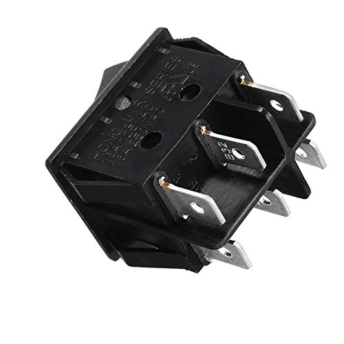 Aexit Black Plastic Wall Switches Housing On/Off DPDT Rocker Switch 15A 250V 20A Dimmer Switches 125V AC
