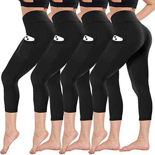 Campsnail 4 Pack Capri Leggings for Women - Capris de cintura alta Capris Tummy Control Yoga