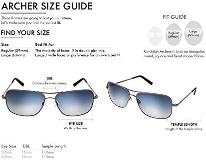 Randolph USA | Óculos de sol clássicos de Archer Aviator para homens UV