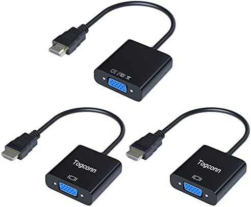 HDMI para VGA Adaptador 3 pacote, HDMI Male a VGA conector feminino Placado de ouro, 1080p, para laptop,