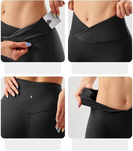 Kenskan 4-Pack Crossover Biker Shorts, shorts de ioga levantando butting de cintura alta shorts esportes de fitness sports para mulheres