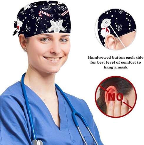 Feliz Natal Wood Creative Working Hat Tort Ajuste Tampa com botões e cabelos arqueados para enfermeira e médico