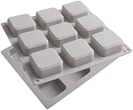 2 Moldes de sabão de silicone de embalagem 9 Cavidades molde quadrado molde DIY Madeiro Silicone