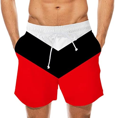 Men shorts casuais, calças de cintura elástica de verão 3d listrado colorblock listrado ripstop shorts