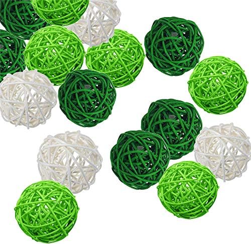 15pcs verde branco misturado 3 cores de vime bolas de vime para festas de casamento de festas de casamento