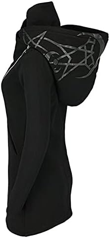 Tops de manga longa de outono para moda feminina gótica casaco impresso escuro com zíper solto cardigan