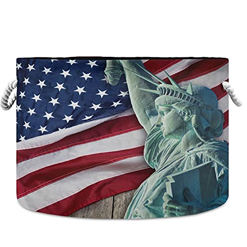 VISESUNNY ESTÁTIA DE LIBERTY American Flag Bandry Cestas de tecidos Caixa de armazenamento de
