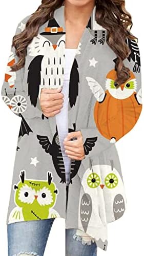 Halloween Cardigan Pumpkin Pump de Halloween Pump de manga longa Aberta frontal de camisola