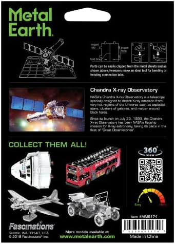 Metal Earth Chandra Ray-Ray Observatório 3D Modelo Metal Model Pacote com Fascinações de Tweezers