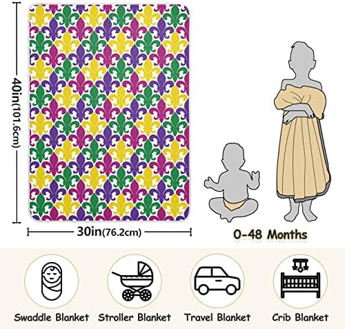 Clante de arremesso Mardi Gras Cotton Clanta para bebês, recebendo cobertor, cobertor leve e macio para berço,