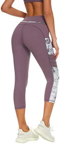 Calças Capri Yoga de Zinmore Feminino Exercício de exercícios com leggings com bolsos